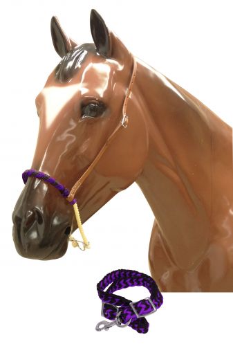 Noseband - Braided nylon rope noseband and nylon tie down Purple