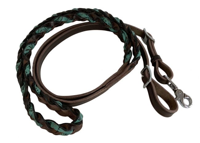Reins - 8' Barrel/ Roping Contestant Reins Miracle Braided Leather