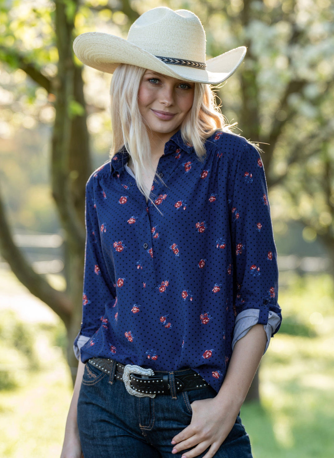 Wrangler Madden Long Sleeve Relaxed Fit Blouse