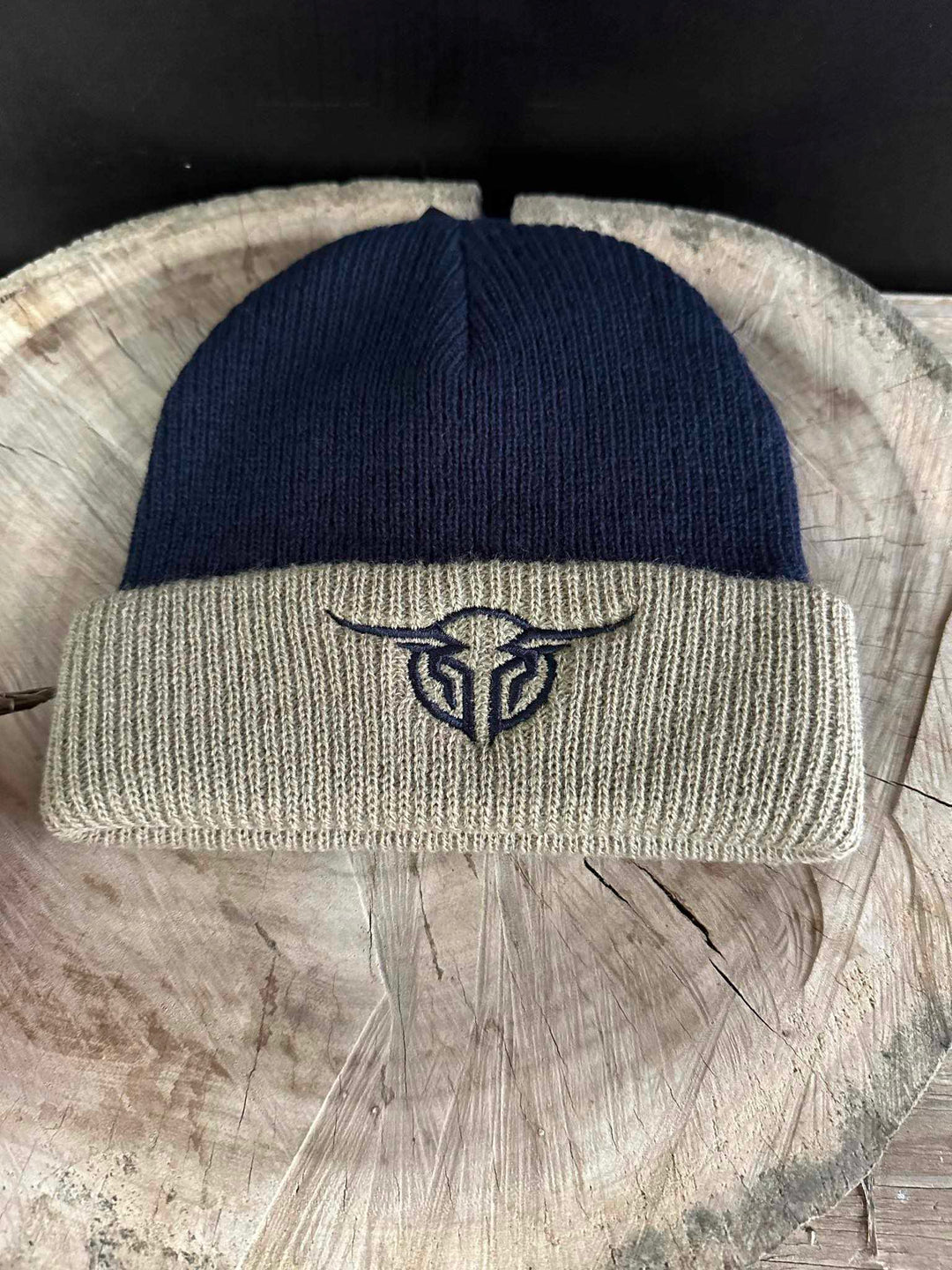 Bullzye Authentic Beanie Navy/Tan