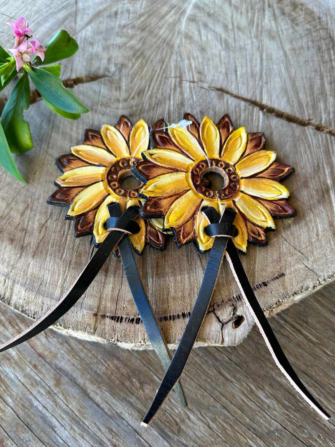 Bit Guard - Sunflower Leather Bit Guards