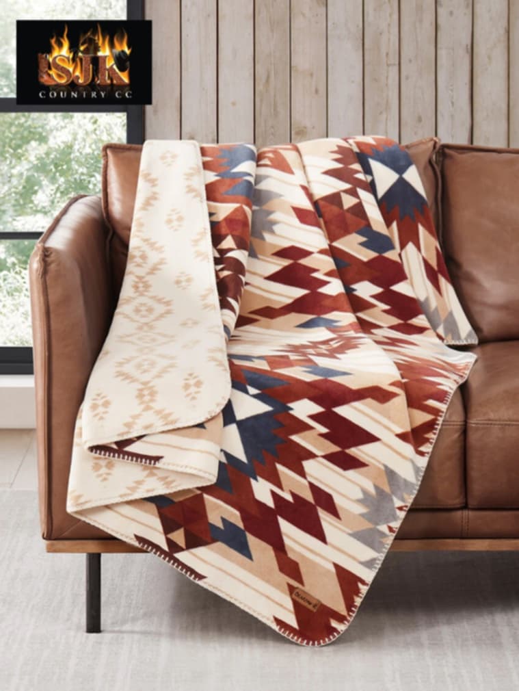Western theme Throw Blanket - Southwest Print Warm Colours