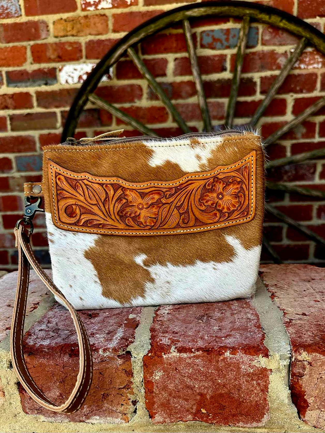 Western Hide & Leather Clutch Wristlet