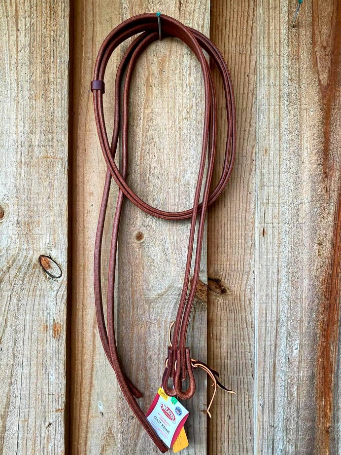 5/8" X 8' Leather Reins - Medium Oil Color, Made In USA, Horse Riding Equipment