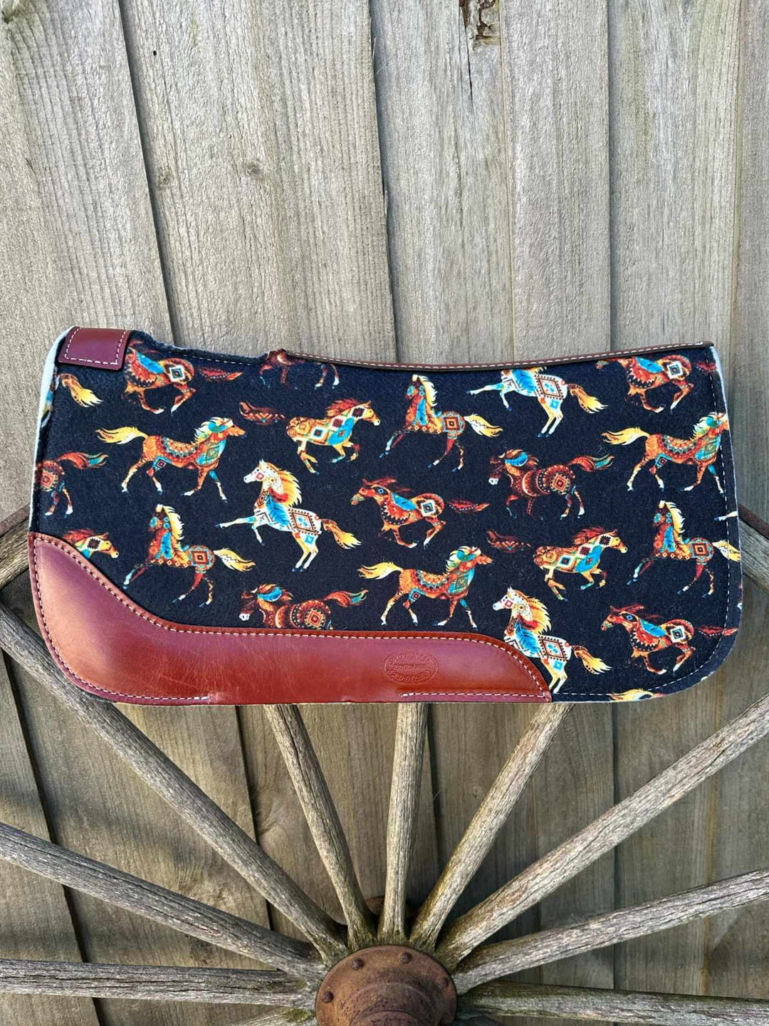 Western PONY Western Saddle Pad Felt 24"X24" Horse Print