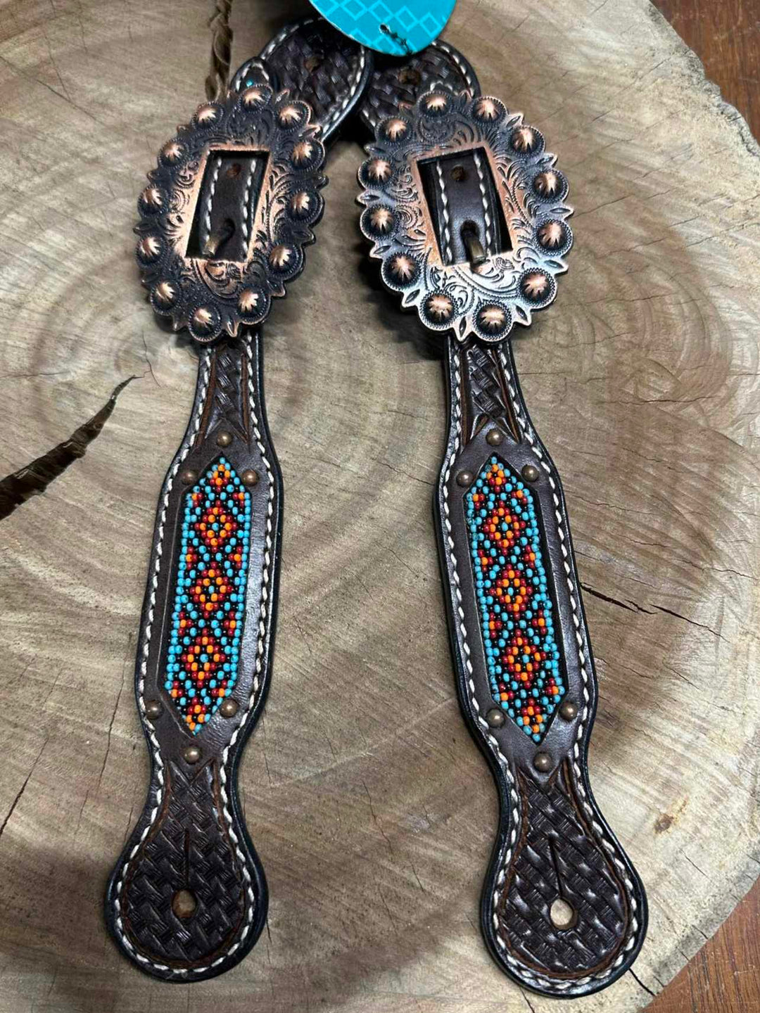 Strap - Ladies Turquoise Cross by Weaver Leather Spur Strap