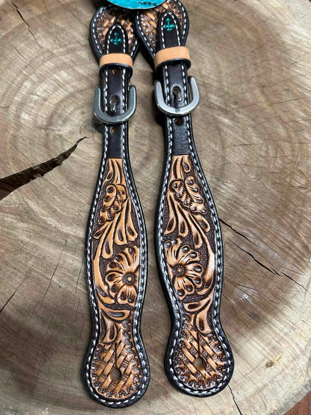 Strap - Ladies Turquoise Cross by Weaver Leather Spur Strap