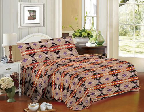 4PC King Size Tan Aztec Sheet Set