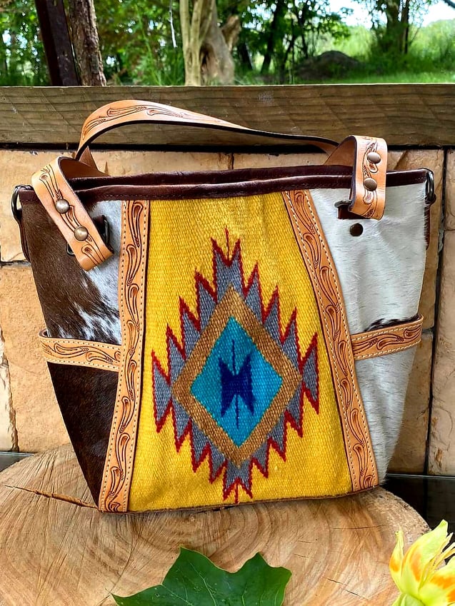 American Darling Leather Saddle Blanket and Hide Tote