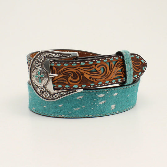 Angel Ranch Ladies Aqua Acid Wash Turquoise Inlay