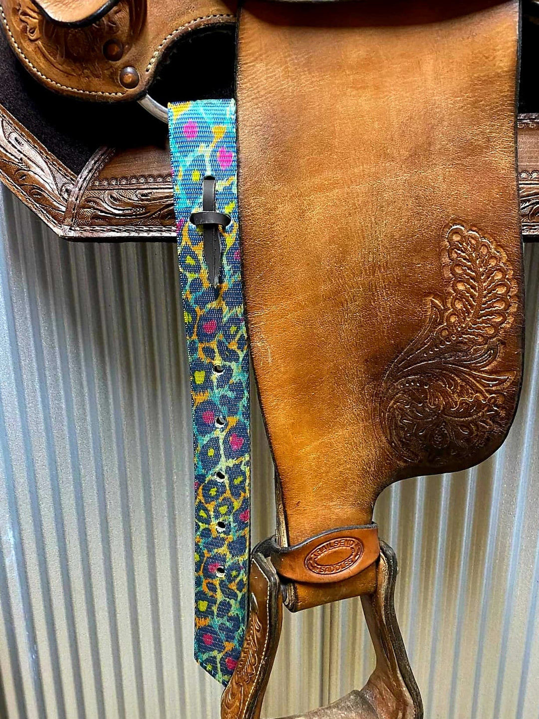 Billett - Western Billett Latigo Tie Strap SET Rainbow Cheetah