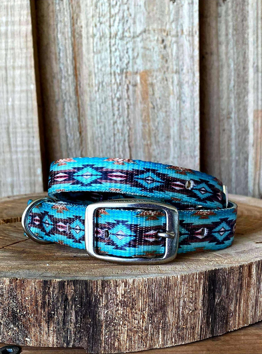 Dog Collar - Teal Southwest designed nylon dog collar
