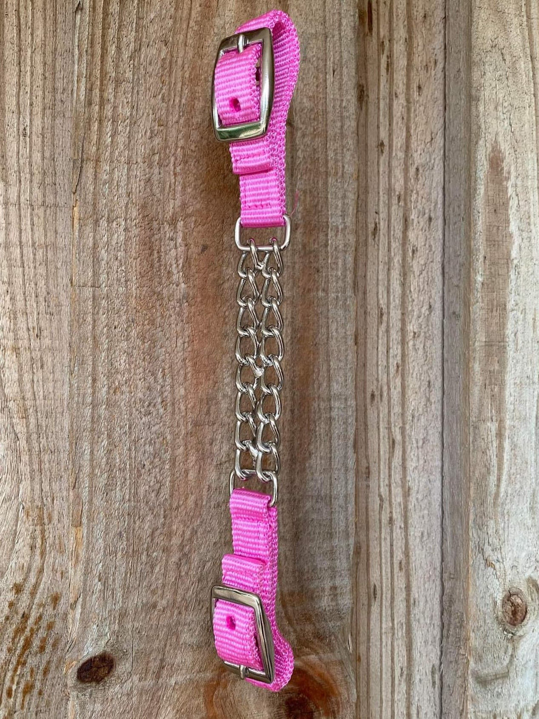 Curb Strap - Pink Nylon Chain fully adjustable curb strap