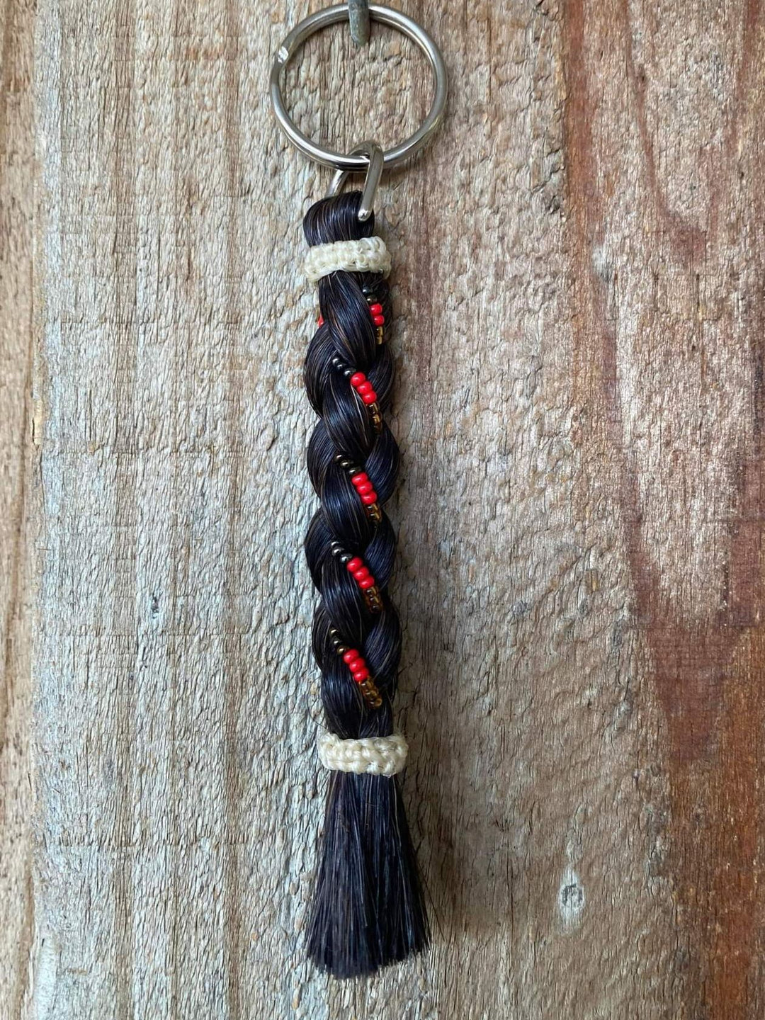 Gift - Genuine HH Braided Tail Key Ring with Beads