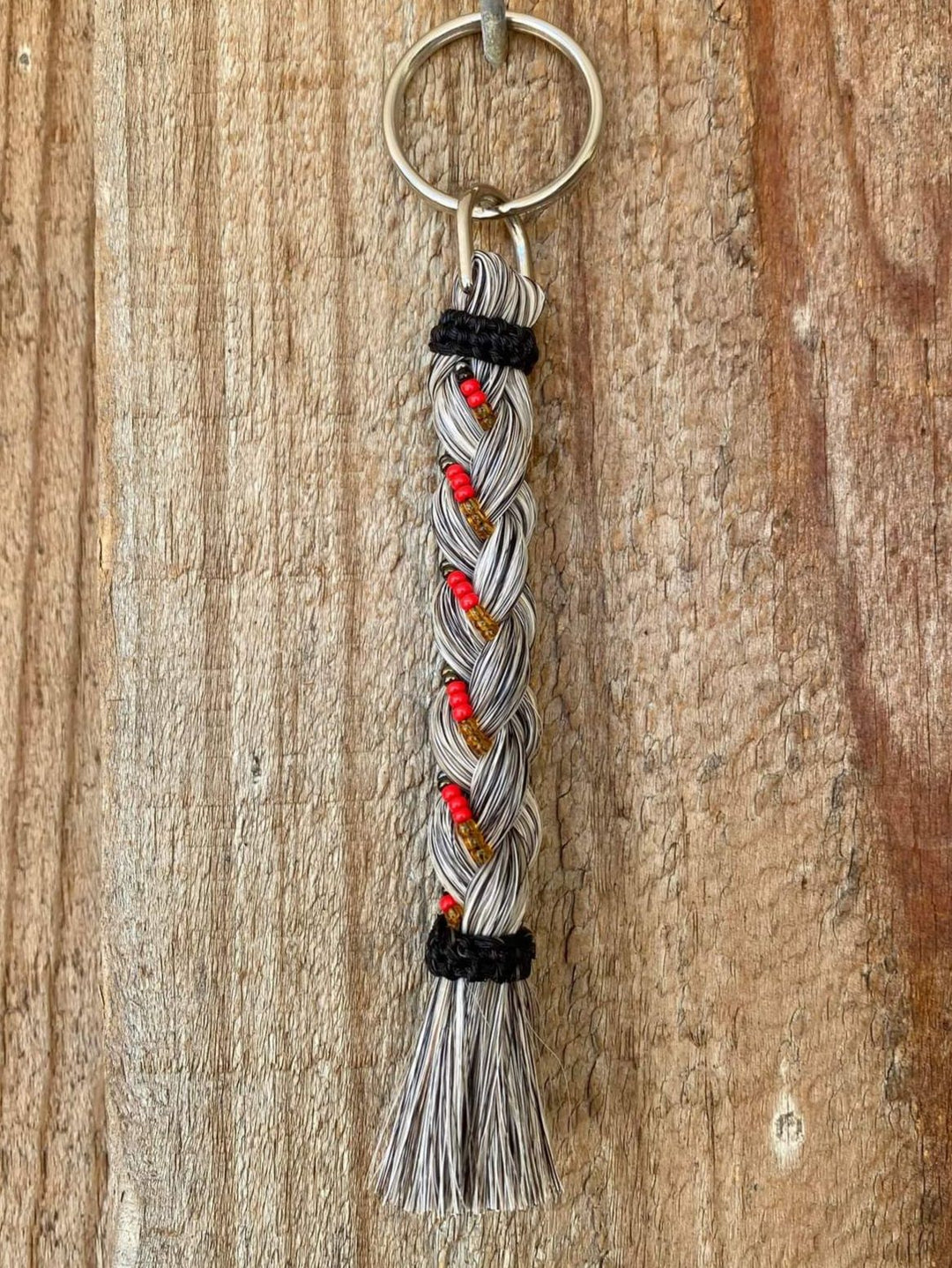 Gift - Genuine HH Braided Tail Key Ring with Beads