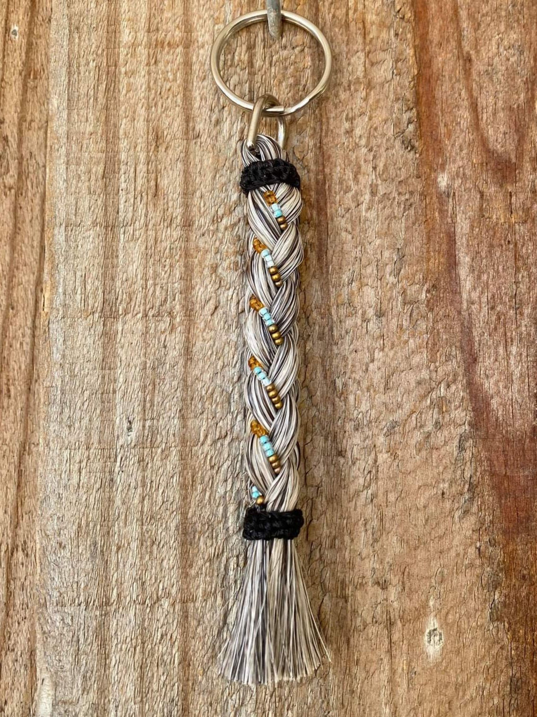 Gift - Genuine HH Braided Tail Key Ring with Beads