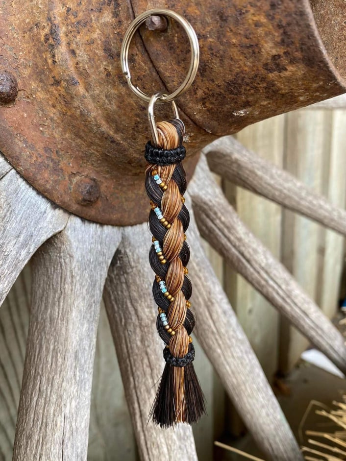 Gift - Genuine HH Braided Tail Key Ring with Beads