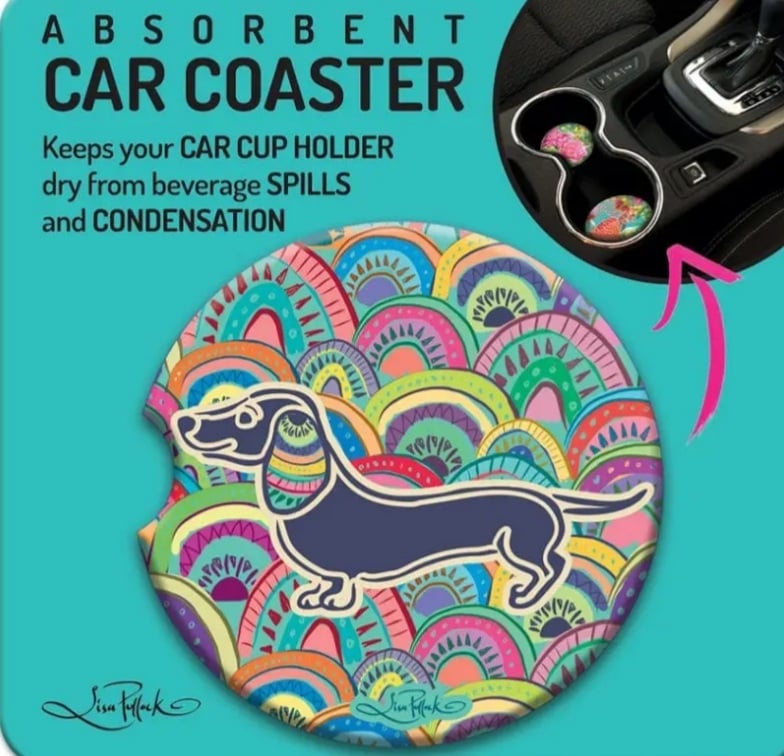 Car Coaster Rainbow Dachshund