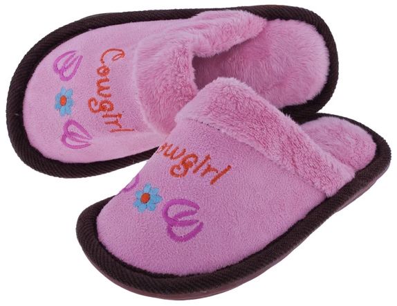 Little Girls Pink Cowgirl Slippers