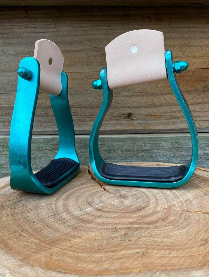 Stirrups - ® Lightweight color coated angled aluminum stirrups.