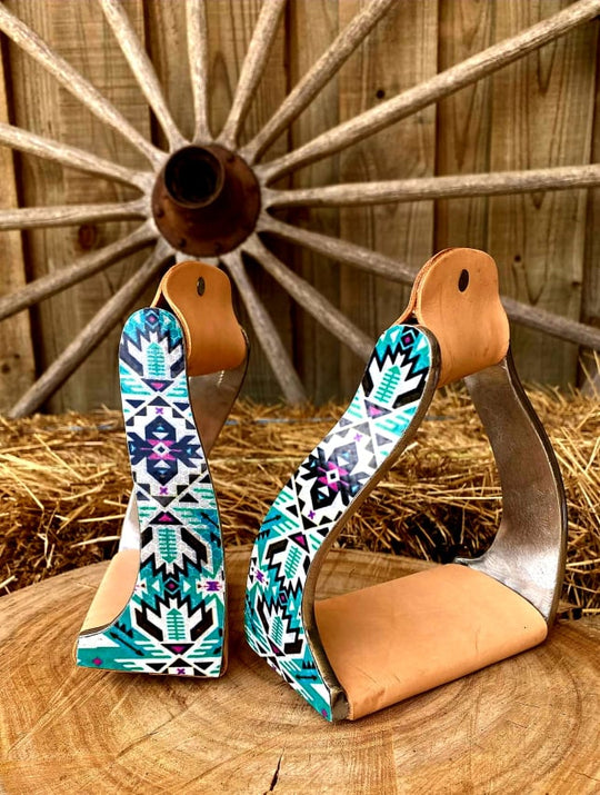 Stirrups – Lightweight twisted angled aluminum stirrups Tribal Print
