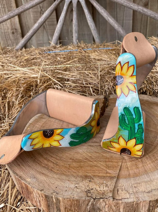 Stirrups - Sunflower Cactus Western Print Angled