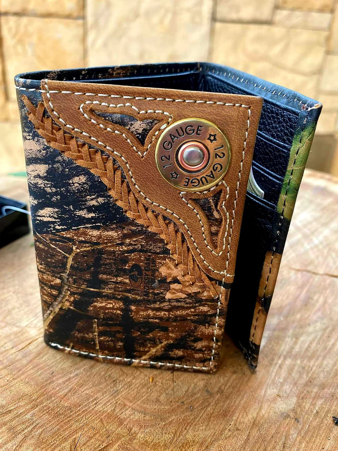 Nocona Camo Bullet Western Leather Tri Fold wallet