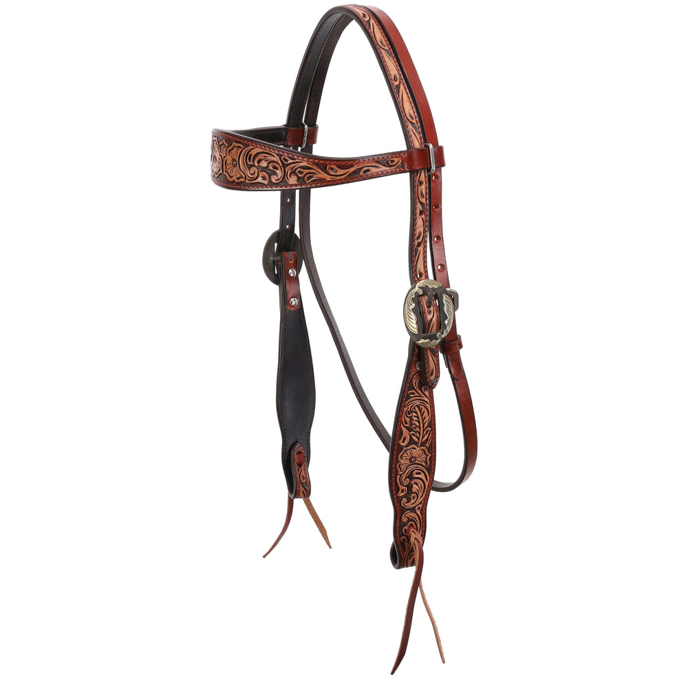 Western Bridle Headstall  Cedar Blossom Browband Headstall