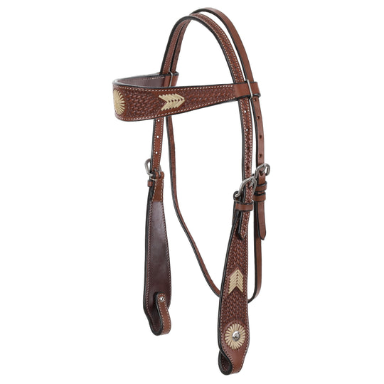 Western Bridle  Browband Rawhide Detail