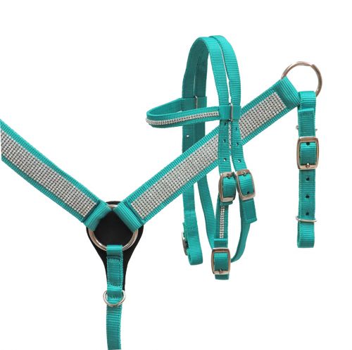 Western Tack Set - PONY Nylon Browband Bridle and Matching Breastplate