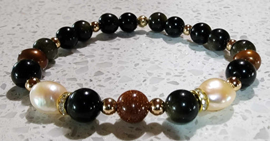 Jewellery - Genuine Semi Precious Gemstone & Freshwater Pearl Bracelet