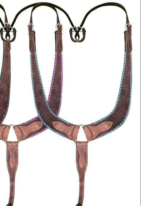 Pulling  - Beautiful Leather Breastcollar Breastplate - Teal