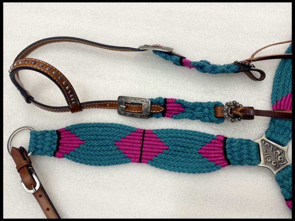 Western Tack Set - Mohair One Ear Bridle and Matching Breastplate