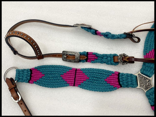 Western Tack Set - Mohair One Ear Bridle and Matching Breastplate