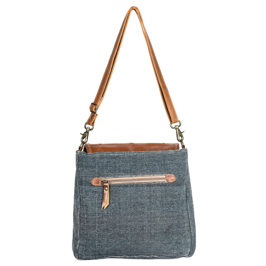 Western Leather & Canvas Crossbody Bag