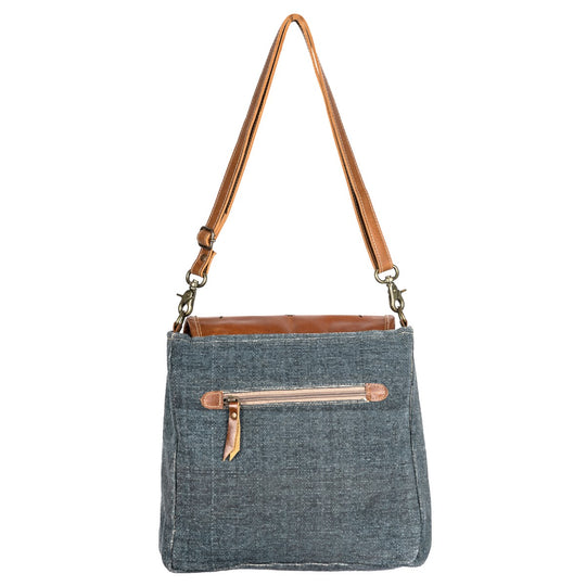 Western Leather & Canvas Crossbody Bag