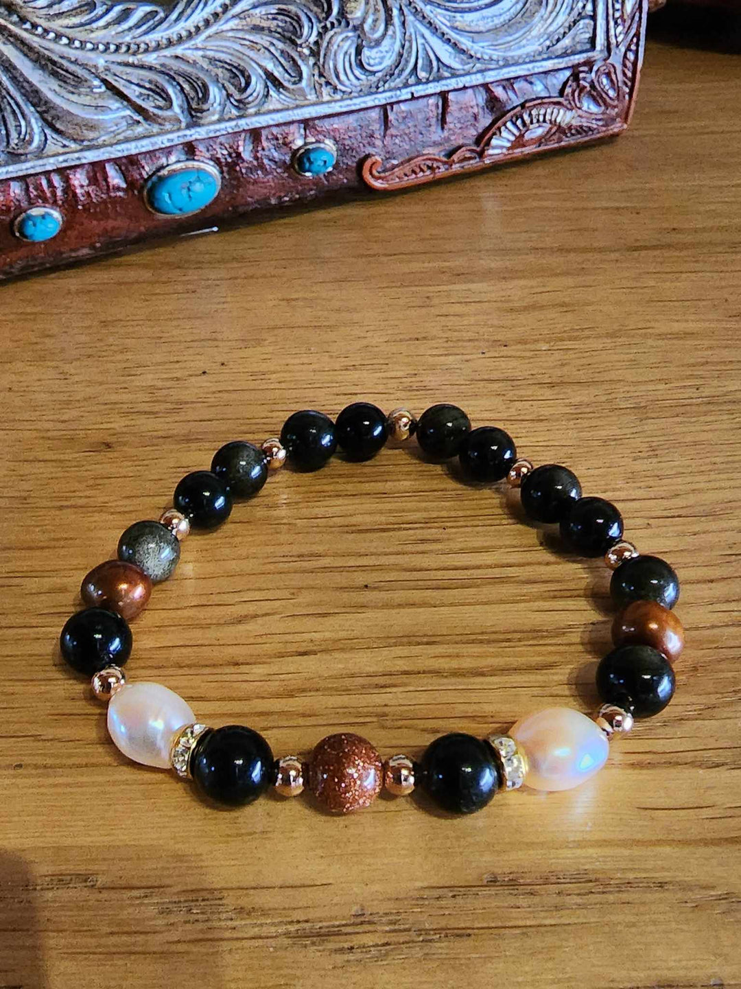 Jewellery - Genuine Semi Precious Gemstone & Freshwater Pearl Bracelet