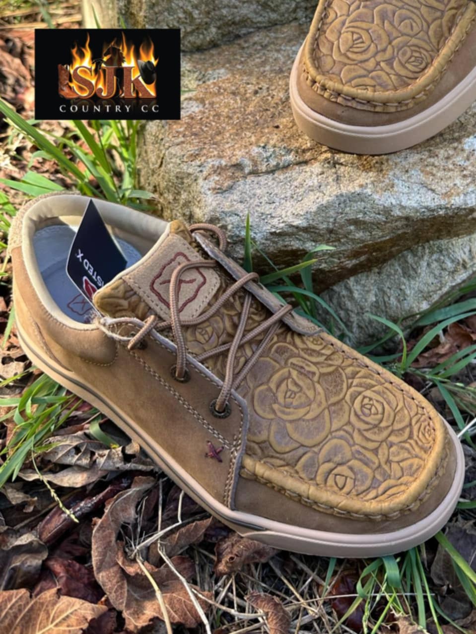 Twisted X Leather Western Tooled Print Lopers Size 8