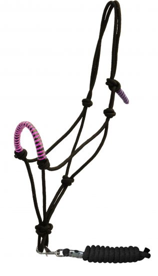 Halter -  Nylon Braided halter and matching lead rope Teal/Pink/Purple