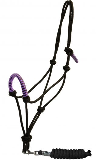 Halter -  Nylon Braided halter and matching lead rope Teal/Pink/Purple