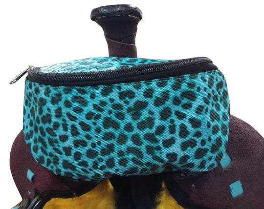 Saddle Pouch - Cheetah Turquoise Print