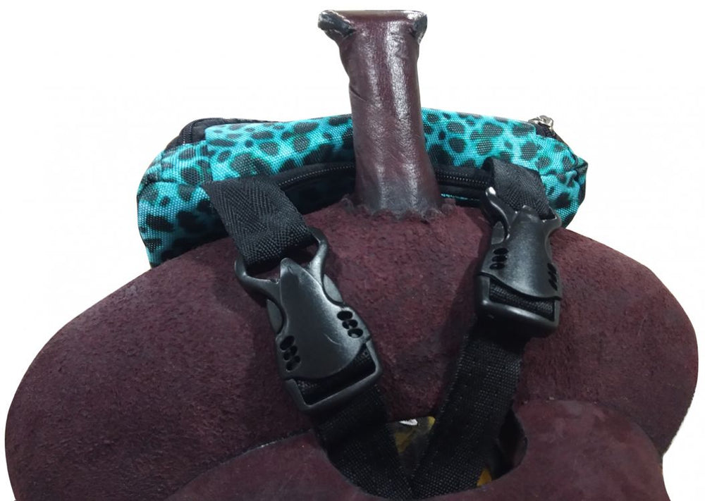 Saddle Pouch - Cheetah Turquoise Print