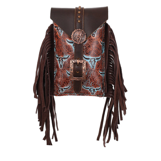 Mini Saddle Pouch -  Genuine Leather Saddle Bag Longhorn