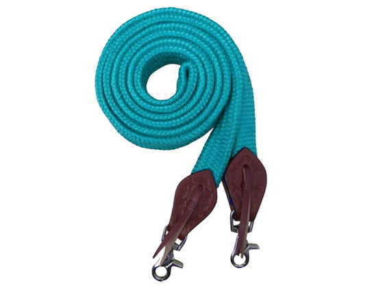 Reins -   8' flat cotton roping/barrel reins with scissor snap ends