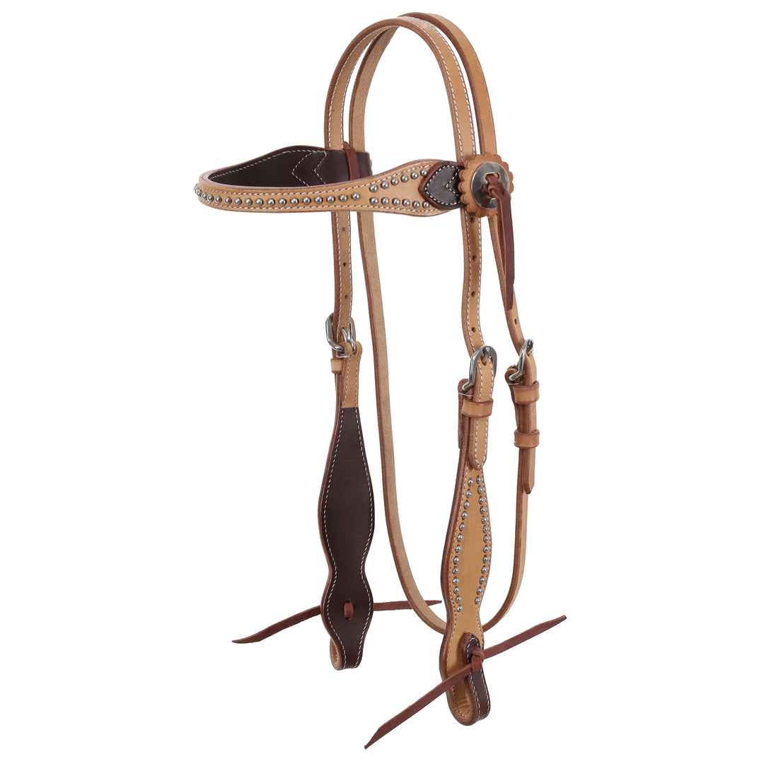 Western Bridle Browband Two Tone Leather