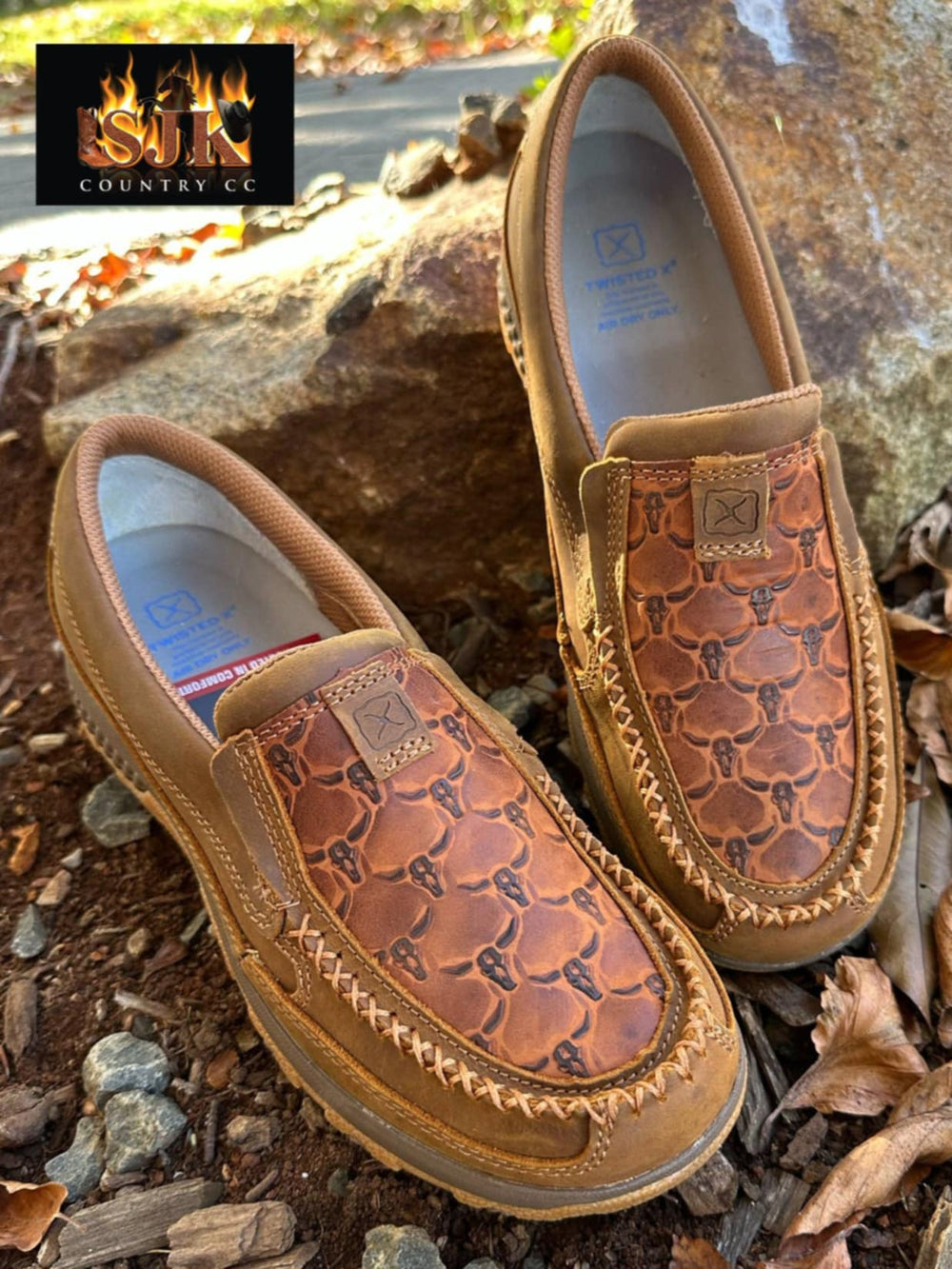 Twisted x Cell Stretch Longhorn Leather Driving Mocs Western Shoes