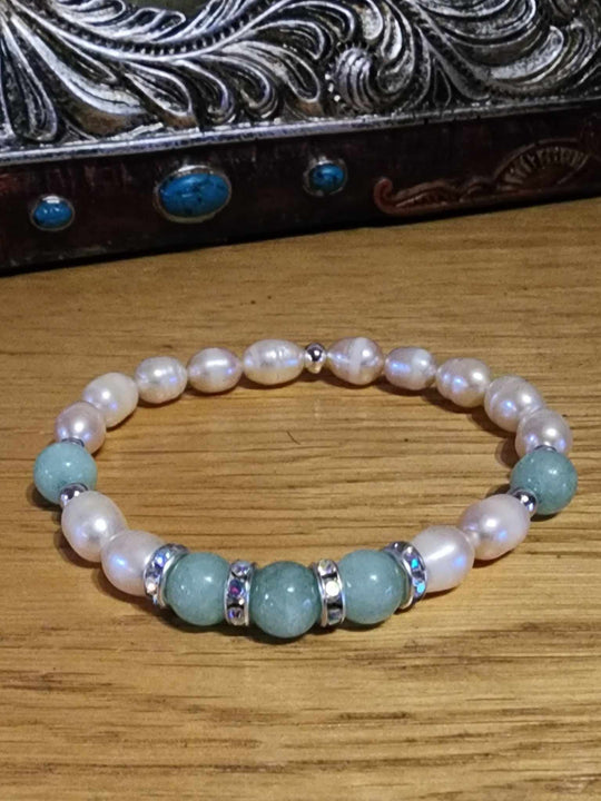 Jewellery - Genuine Semi Precious Gemstone & Freshwater Pearl Bracelet