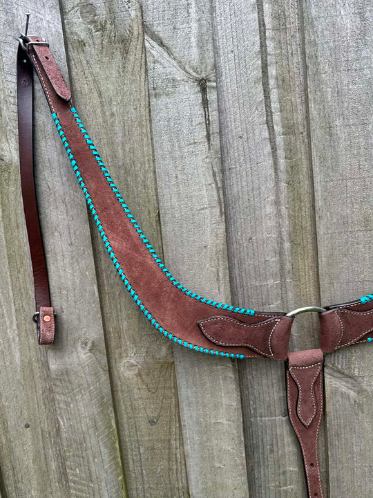 Pulling  - Beautiful Leather Breastcollar Breastplate - Teal
