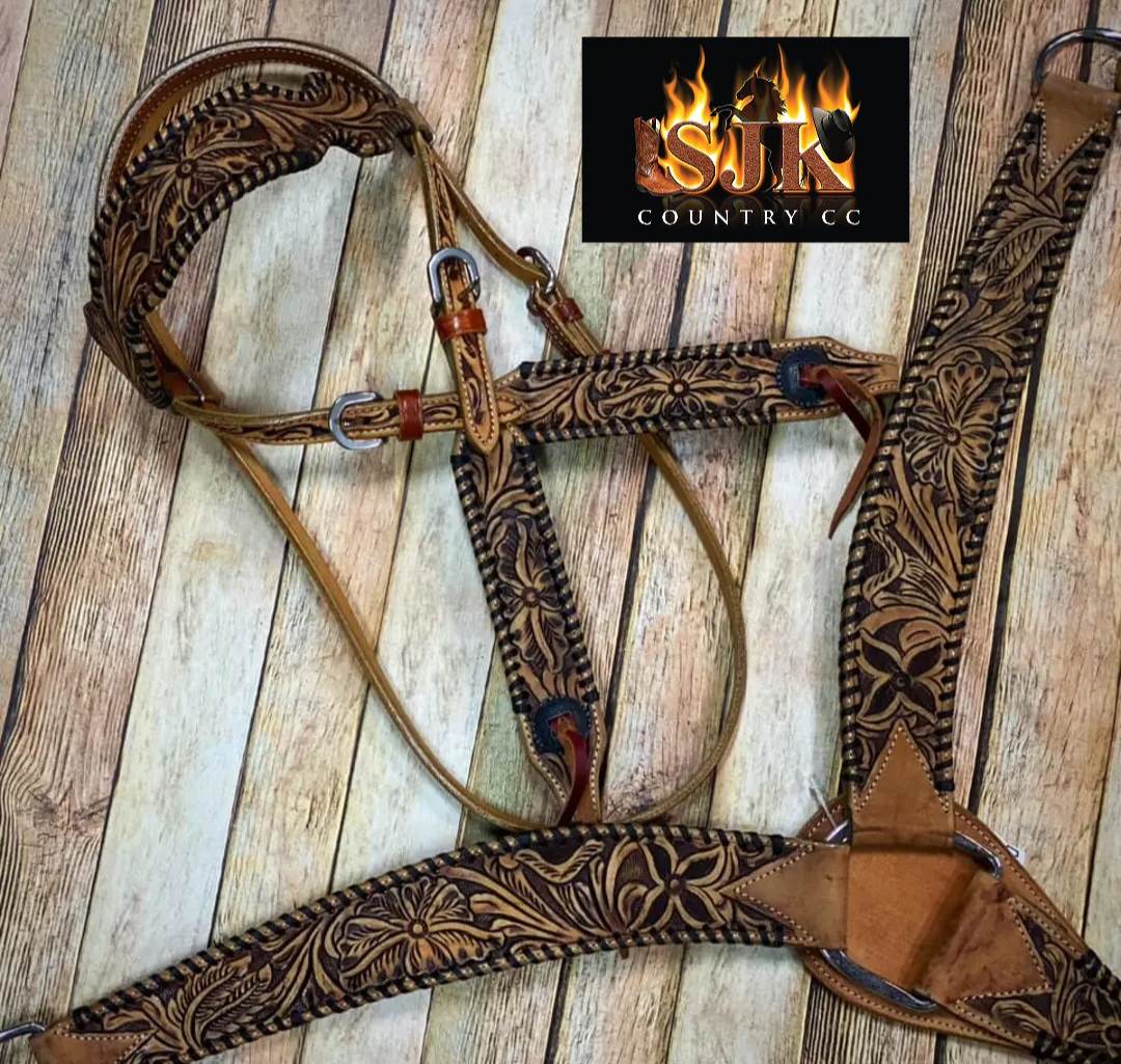 Western Tack Set - Browband Leather Bridle & Breastcollar Tack Set