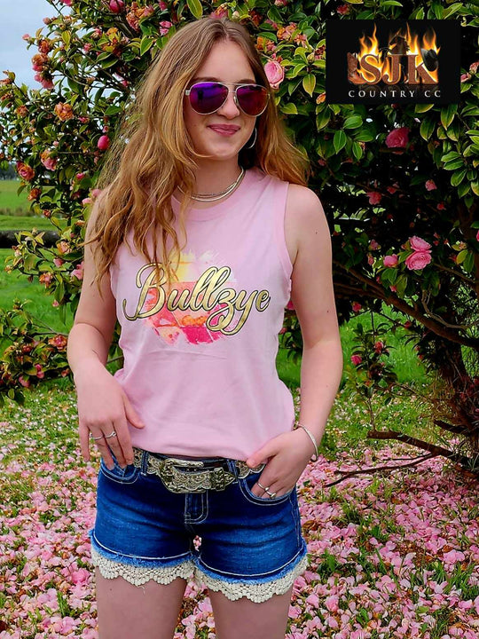 Bullzye Blossom Singlet Top Pink